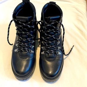 Steve Madden black lace up combat bootie size 8.